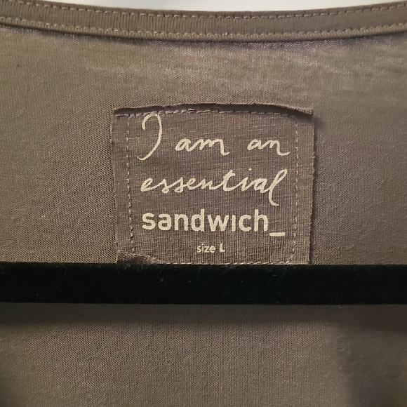 Sandwich Gray Draped Cowl Neck Blouse with 3/4 Sleeves Size L - Picture 2 of 6